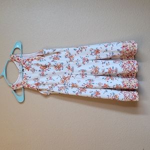 Cream and Oranges Floral Sleeveless Dress